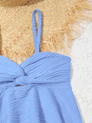 Image of OYOANGLE Girl's 2 Piece Tankini Swimsuit Textured Twist Front Ruched Ruffle Bikini Set Bathing Suits