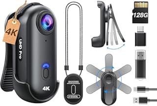 BOBLOV W4 4K Mini Body Camera, Wearable 128G Camera with 360°Rotatable Clip & Magnetic Clip, 120 Minutes for recording, Easy to Use and Take for Lecture, Traveling, Pet Walking and Outdoors Activities