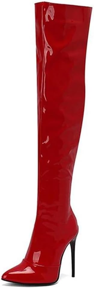 Women's Sexy Over The Knee Boots Pointed Toe Super High Stiletto Heel With A Sparkling Sequined Upper For Parties