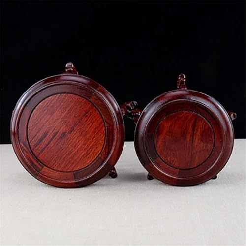 Base ronde en bois pour bonsaï et vases | Support de table rustique - 4