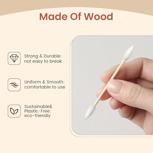 Image of Pointed Cotton Swabs 2000 Count Double Precision Tips with Bamboo Sticks, Pointy Cotton Buds for Makeup Nail Care and Crafts