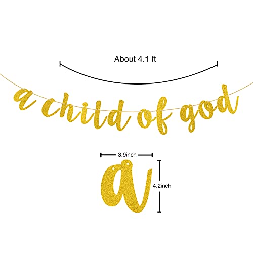 Gold Glitter A Child Of God Banner - Communion Party Sign,God Bless Bunting, Baptisim Christening - First Baby Shower Decoration Supplies #TOP1