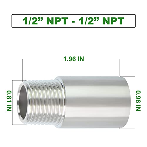 Taisher FC-487 2Pcs Stainless Steel Pipe Fittings, 1/2 Inch Npt Male X 1/2 Inch Npt Female Threaded thumb #3