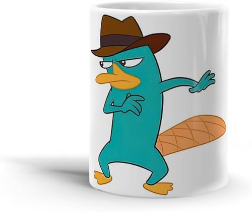 Taza de café de cerámica blanca Perry 15 11 onzas cumpleaños el microondas té ornitorrinco seguro boda vacaciones taza fiesta hogar lavavajillas