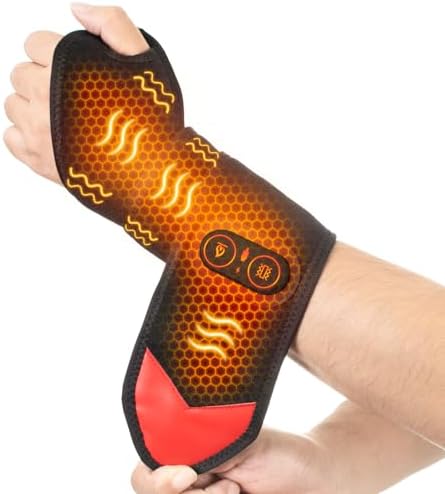 Yabuu Cordless Wrist Hand Heating Pad Massage for Carpal Tunnel With 3000mAh Battery,Hand Arthritis,Wrist Pain Relief,Heat Wrap Pad,Vibration and Adjustable Heat Settings Hot Therapy Gifts for Mom/Dad