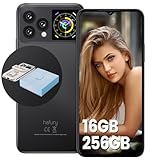  HAFURY V1 Smartphone, 16+256GB Handy, Dual SIM Simlockfreie Handys, 6,5 Zoll FHD+Smartphone ohne Vertrag, Android 13, 64MP+32MP Kamera, 1,41 Zoll Rückbildschirm, NFC/FACE ID, 4G, 2024 Neu, Schwarz