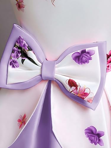 Image of Buy & Try Girl's Satin Floral Printed Frock Knee Length Short Frocks Dress.