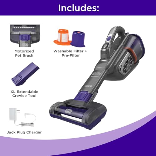 BLACK+DECKER dustbuster furbuster AdvancedClean+ Cordless Pet Handheld Vacuum, Home, Pet and Car Vacuum (HHVK515JP07)