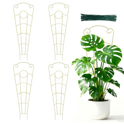 Image of 30 Inch Trellis for Climbing Plants Indoor 4 Pack Indoor Plant Trellis for Potted Plants Metal Garden Trellis for pots Indoor Outdoor for Monstera Pothos Vine Ivy Hoya(4Pcs 30inch Gold)