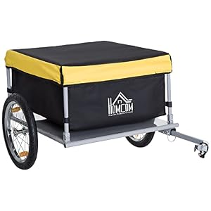HOMCOM Bicycle Cargo Trailer, Two-Wheel Bicycle Large Cargo Wagon Trailer Oxford Fabric, Folding Storage, & Removable…