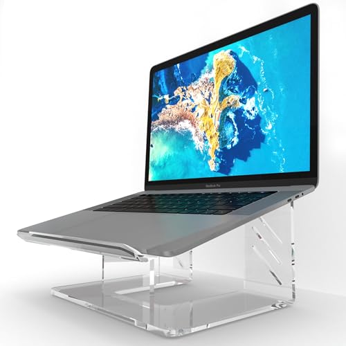 Vray Designs LLC - Soporte acrílico para computadora portátil, elevador ergonómico para laptop, soporte para computadora compatible con portátiles de 10 a 17 pulgadas, soporte estable para laptop,
