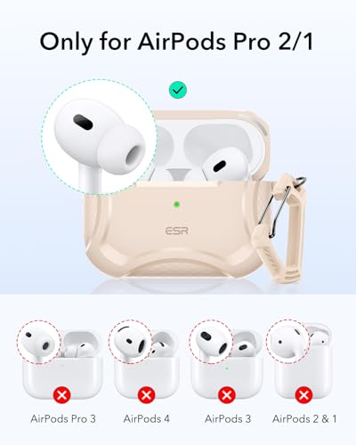 Image of ESR for AirPods Pro 2nd Generation Case, Compatible with Airpods Pro Case 2nd /1st Gen (2023 /2022 /2019), Compatible with MagSafe, Powerful Drop Protection, Magnetic Lid, Desert Titanium