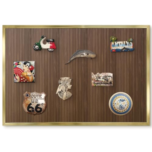 Pizarra de anuncios 60x40 fondo madera y marco dorado para notas de entrada