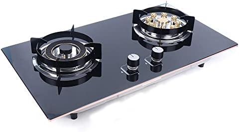 730 x 410mm Gas Cooktop Built in Gas Stove 2 Burners Gas Stoves Kitchen Burners Multi-Function Cooking High-Power Gas Stove Electronic Ignition with Flameout Protection