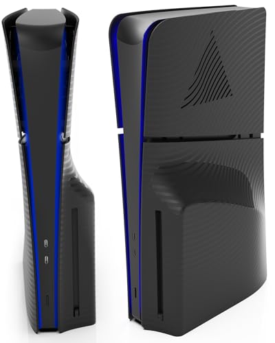 Foamy Lizard StealthPlates v2.0 Low-Profile PS5 Slim Cooling Vent Faceplate for PlayStation 5 Slim Console, Replacement Matte Shell Accessories, High Strength ABS, Vented, Precise Fit (Black Disc)
