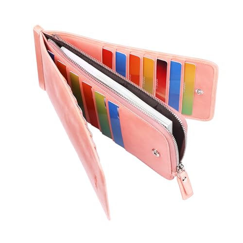 RFID Leather Wallet Women Large Size Bifold Multi Card Wallet Case with Zipper Pocke Credit Card Holder for Women