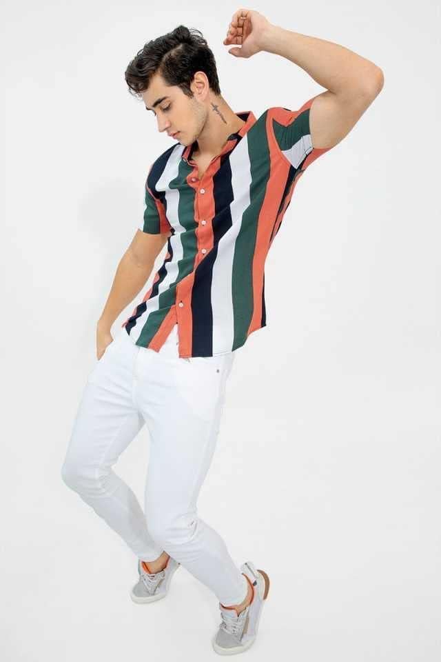Image of Polly Cotton Solid Half Sleeve Shirt for Men