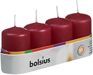 4 Small Church Candle Votives, 6cm x 4cm - Wine Red