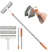 Window Squeegee, 2-in-1 Window Cleaner Tool with 48 Inches Extension Pole, Squeegee for Windows C...