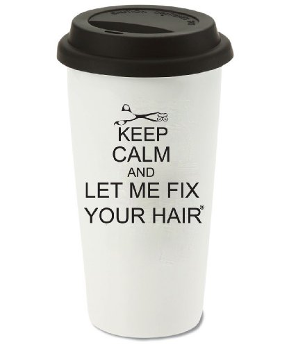 Simply Savvy Co Thermos Keep Calm and Let Me Fix Your Hair Ceramic 16 Oz. - White