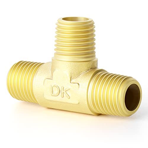 Image of GASHER 2PCS Brass 3 Way, 1 /4 inch x 1 /4 inch x 1 /4 inch NPT Male Tee Pipe Fittings