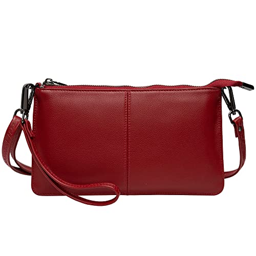Image of Bveyzi Genuine Leather Wristlet Purses for Women, Envelope Clutch Wallet Small Crossbody Bags for Dressy Evening