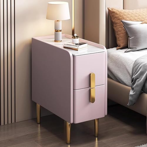 Moderna mesa auxiliar minimalista estrecha con almacenamiento de doble cajón, mesita de noche delgada, de pizarra, multifuncional, mesas auxiliares para oficina, dormitorio, sala de estar, elegante