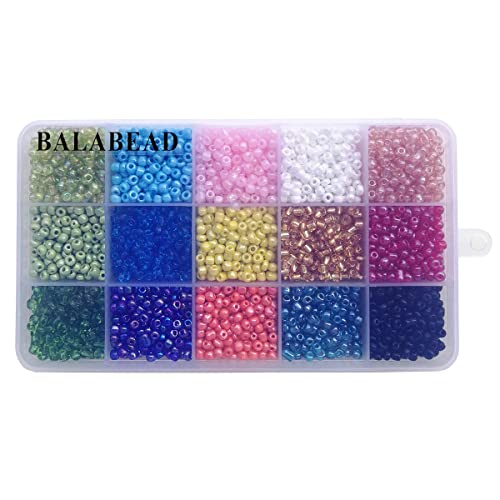 Balabead 4Mm Seed Beads About 5000Pcs In Box 15 Colors Size 6/0 Glass Seed Beads For Jewelry Making, 4Mm Round, Hole 1.2Mm (15 Colors) #TOP3