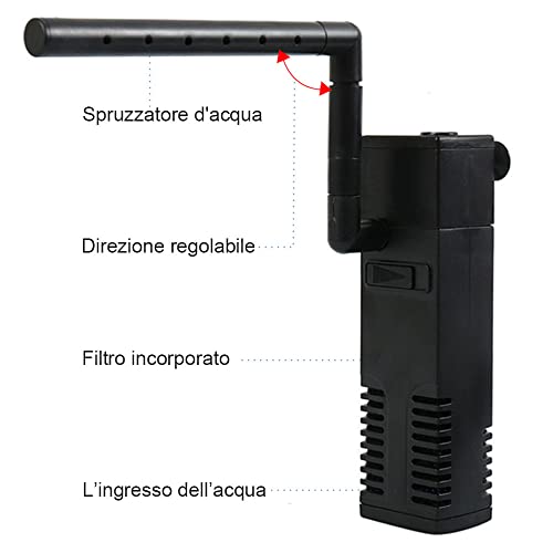 ROXIIFEE Filtro Acquario Interno Silenzioso 3 in 1...