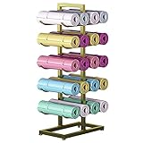 Estante para esterilla de yoga independiente de 5 niveles, soporte para rodillo de espuma de metal dorado, organizador de almacenamiento de esterillas de ejercicio de gran capacidad, gimnasio en casa/