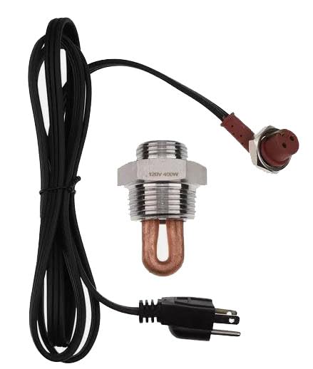 Solarhome 11407 Engine Block Immersion Heater Compatible with Kubota Eagle Jaguar Jeep Renault Rover Massey Perkins Yanmar 1" NPT Thread Brass Adapter/CSA Approved / 120 Volts / 400 Watts