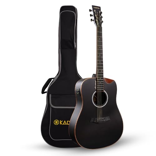 Image of Kadence SH04 Slowhand 41 inch Electro-Acoustic Guitar | Dreadnought Demi Cutaway | Black Spruce Wood | Built-in Pickup + 2 Band EQ | Comes with Bag | Includes Learning Course | Black