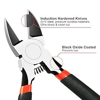 BOENFU 6 Inches Wire Cutters Heavy Duty Snips Flush Cut Side Cutters Pliers Metal Cutting Tool for Crafting, Floral, Artificial Flowers, Chicken Wire, Electrical, 1 Pack