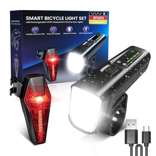 BrightArk Luz Bicicleta USB Recargable & IPX5 Impermeable Luces Bicicleta Delantera y Trasera, Certificado STVZO, Luz LED Bicicleta para Montaña y Carretera