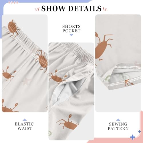 Crab and Star Boys Pants Boys Athletic Pants Long Pant for Boywith Pockets Wide-Leg Size 6-14Y4