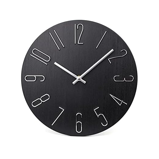 jomparis Wall Clock 12" Silent Non-Ticking Modern Style Wooden Wall Clocks Decorative for Office Home Bedroom School (Black)