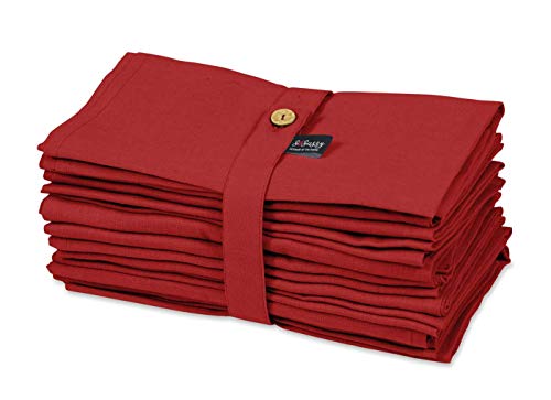 S4Sassy Red Solid Home Decor Tea Party Table Linen Solid Washable Napkins 12 Pcs Set, 18 x 18