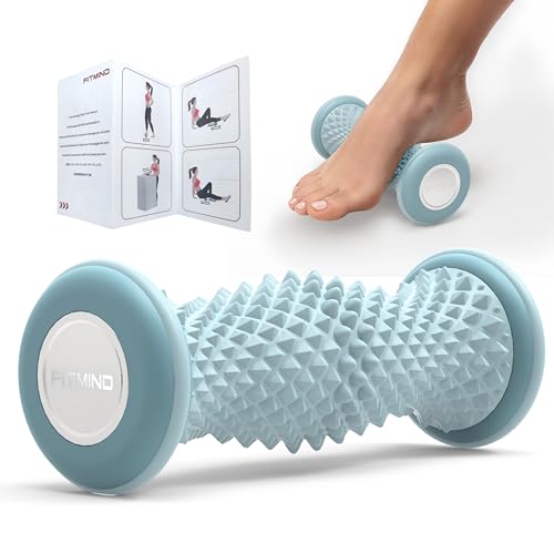 FITMIND Foot Roller Massager for Plantar Fasciitis Relief, Portable Silent Deep Tissue Massager Tool for Arch and Heel Pain-Blue