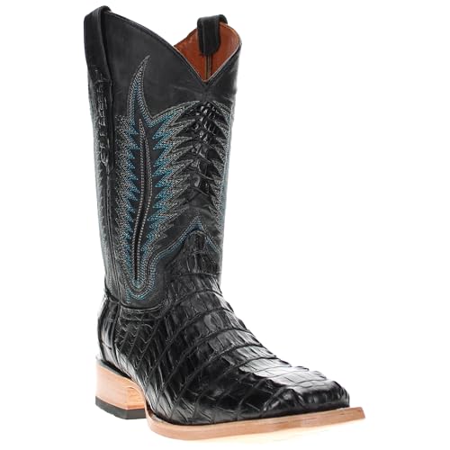 Vaccari Men's Paxton Gator Hornback Tail Leather Broad Square Toe Western Cowboy Boots