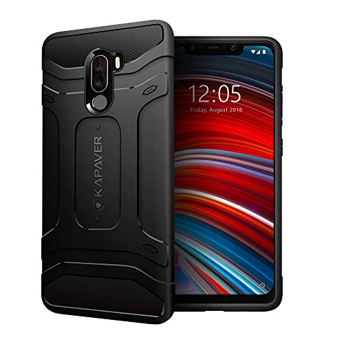 KAPAVER® Thermoplastic Polyurethane Rugged Armor Back Cover Case for Xiaomi Poco F1 (Black)