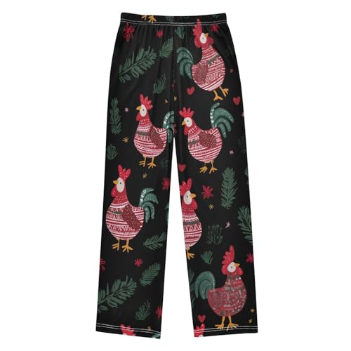 ZZXXB Rooster Spruce Branches Boys Long Pants Soft Trousers Elastic Waist Kids Lounge Bottoms with Pockets S-XL2
