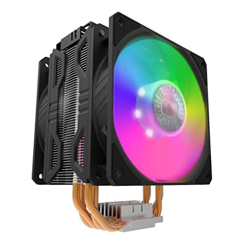 Cooler Master Hyper 212 LED Turbo ARGB Refroidisseur CPU, Finition Aluminium Noir de Jais, 4 Heatpipes à Contact Direct Continu, Double Ventilateur SickleFlow 120 ARGB en Push-Pull, Contrôleur Inclus
