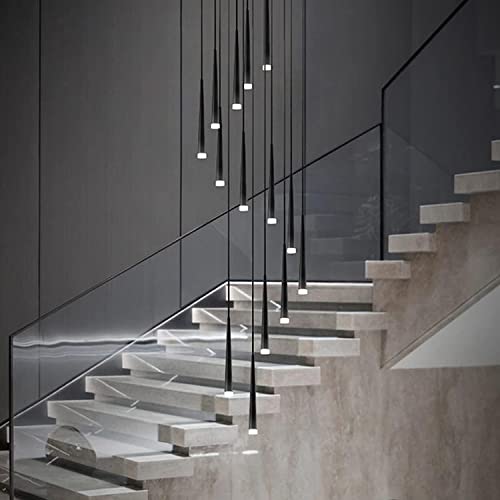 Plafond Lustre Moderne Long Loft Salon Escalier Éclairage Lustre Décoration Lustre Salle À Manger Lustre De Cuisine,blanc Luminaire (Couleur: 9 têtes)