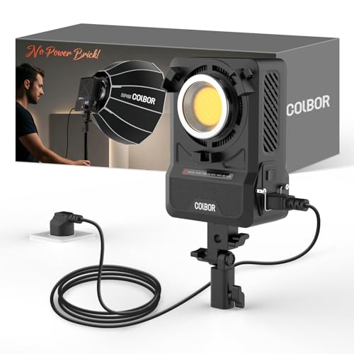 Image of COLBOR 200W LED Video Light, Built-in Power Adapter Design, Bi-Color 2700K-7000K COB Studio Light with Bowens Mount, CRI 96+, Key Light for Live Streaming, Video Recording, YouTube, TikTok