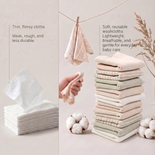 Image of Lion bear 10 Pack Reusable Colored Organics Baby Washcloths, Soft Absorbent Organic Cotton Washable Saliva Towel Face Wipes,Face Towel, Natural Baby Wipes for Sensitive Skin (Multicolor)