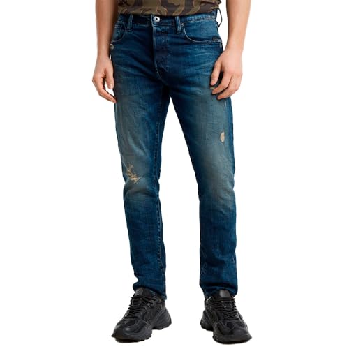 G-STAR Raw - Mens 3301 Slim Jeans, Color Worn in Mountain Dusk Destroyed, Size: 33W x 34L