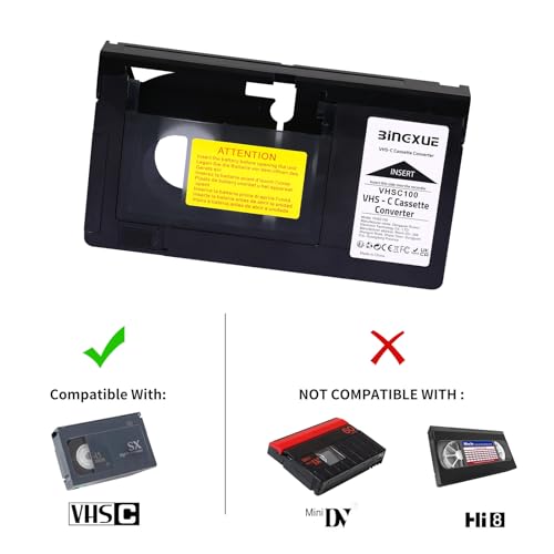 image for Bingxue VHS C Adapter Cassette Converter Compatible with VHS-C SVHS Ca