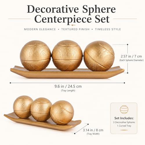 Boules décoratives dorées pour meuble TV afin de décorer le salon