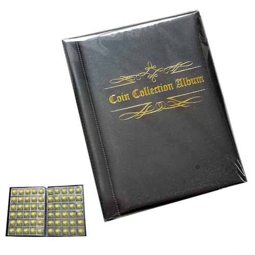 Emiif Suministros de colección de monedas, soporte para libros para coleccionistas, 480 bolsillos, álbum de colección de monedas para almacenamiento de monedas, estuche organizador