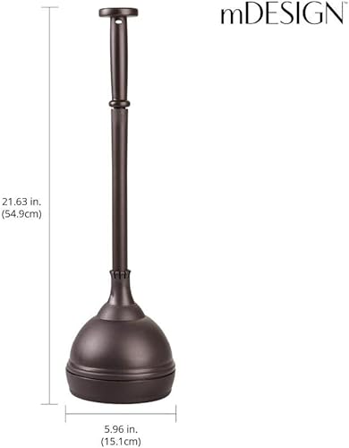 Miniatura 4 de mDesign Hyde Collection - Juego de émbolo de inodoro de plástico con tapa de elevación y bloqueo, soporte de almacenamiento independiente compacto y